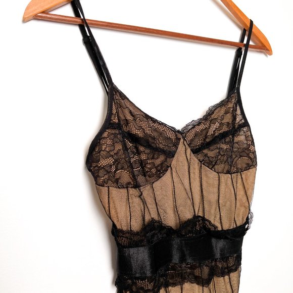 Lingerie y2k Lace Black Strappy Body Suit Top - Picture 2 of 6